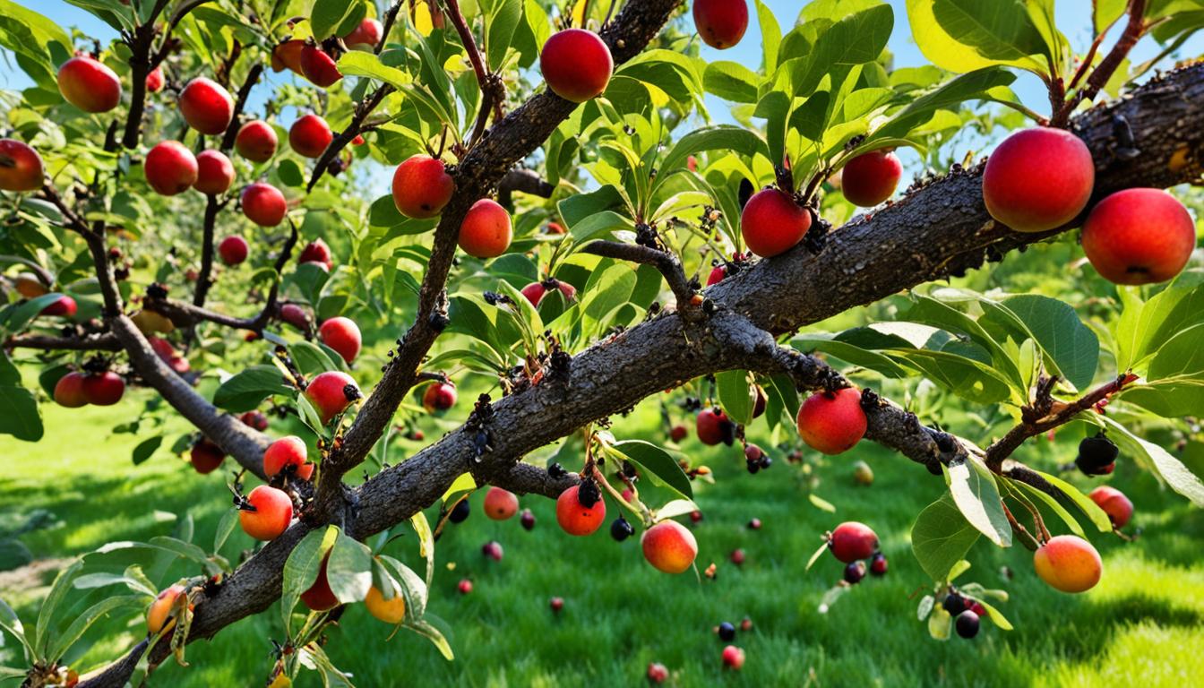 ants on fruit tree